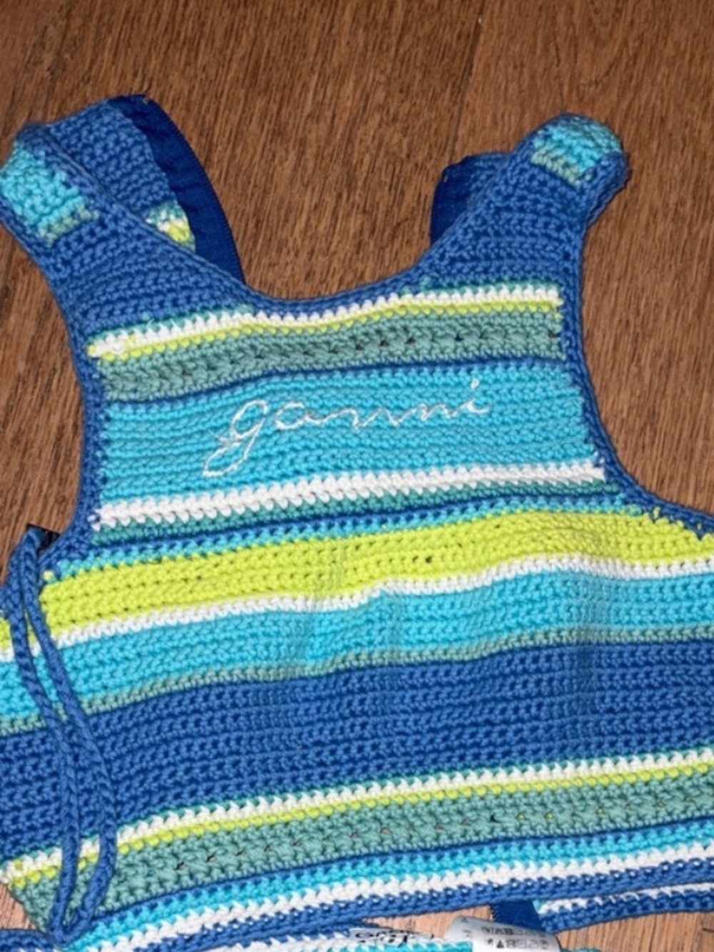 Ganni Blue, Green & Yellow Crochet Bikini Set